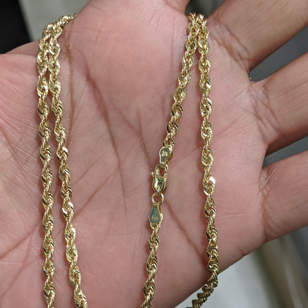 10kt Real Gold Rope Chain 3.3 mm 24 Inches